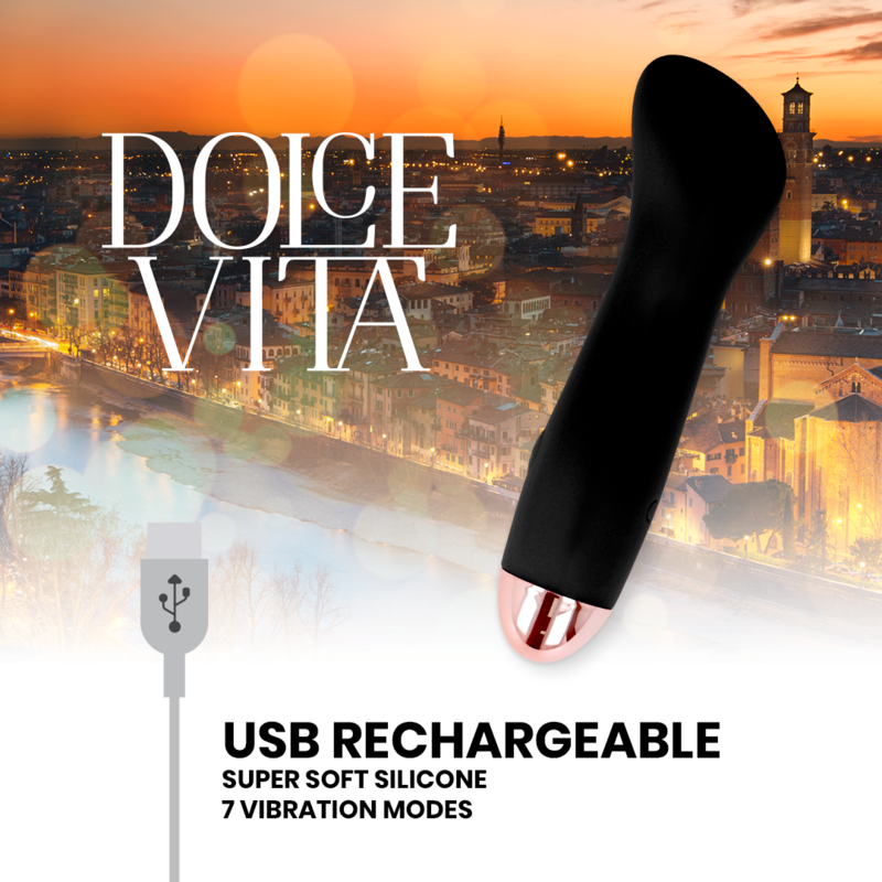 DOLCE VITA - OPLAADBARE VIBRATOR ONE ZWART 7 SNELHEDEN