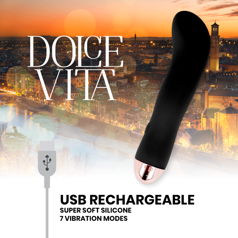 DOLCE VITA - OPLAADBARE VIBRATOR TWEE ZWART 7 SNELHEDEN