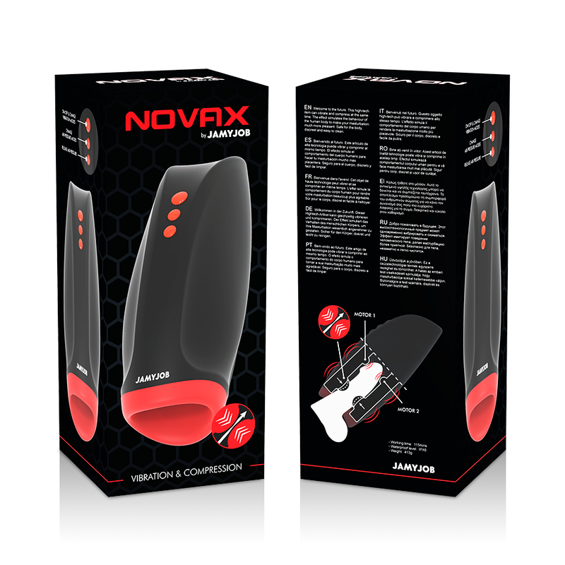 JAMYJOB - NOVAX MASTURBATOR MET VIBRATIE EN COMPRESSIE