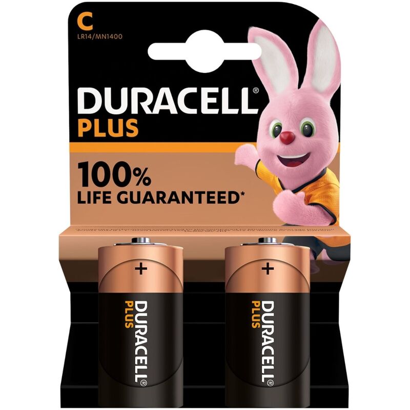 DURACELL - PLUS POWER ALKALINEBATTERIJ C LR14, 2 STUKS