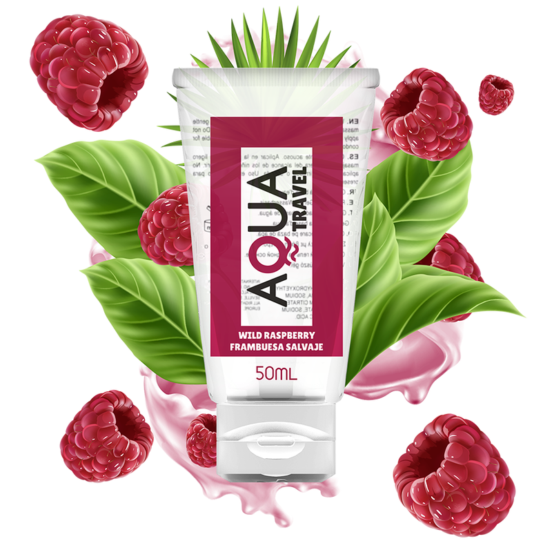 AQUA TRAVEL - GLIJMIDDEL OP WATERBASIS MET SMAAK VAN WILDE FRAMBOOS - 50 ML