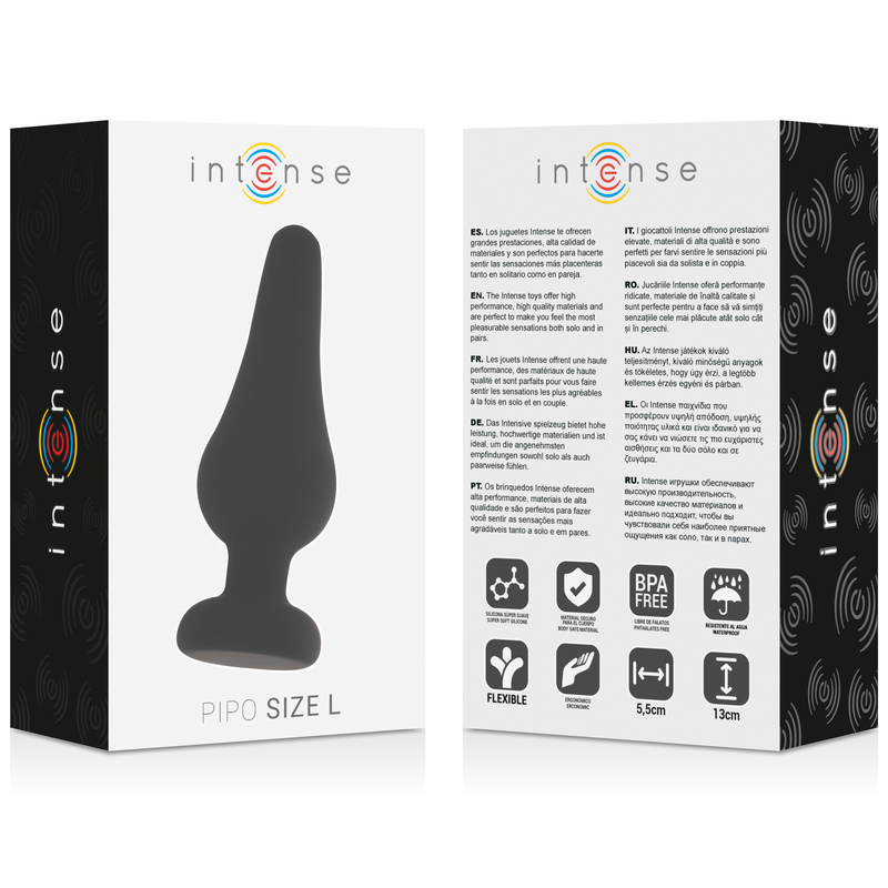 INTENSE - ANALE PLUG PIPO L ZWART SILICONEN 13 CM