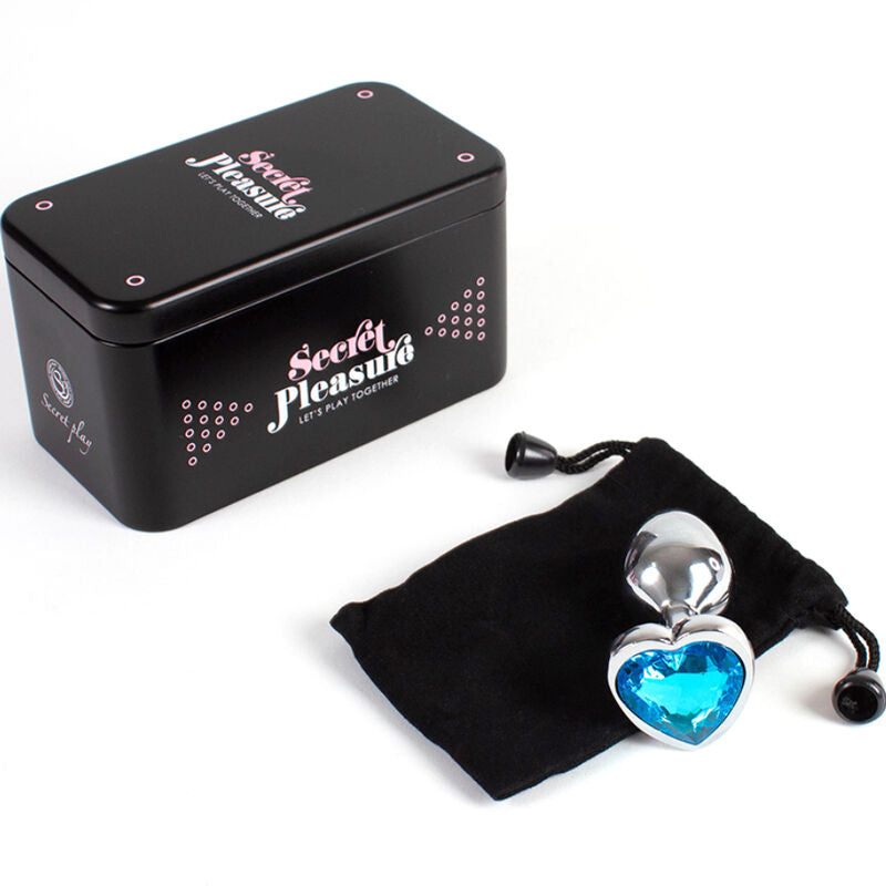 SECRETPLAY - METALEN BUTTPLUG BLAUW HART KLEIN FORMAAT 7 CM