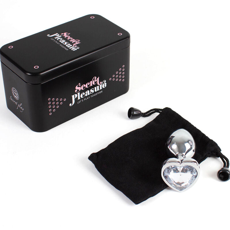 SECRETPLAY - METALEN BUTTPLUG TRANSPARANT KRISTALLEN HART KLEIN FORMAAT 7 CM