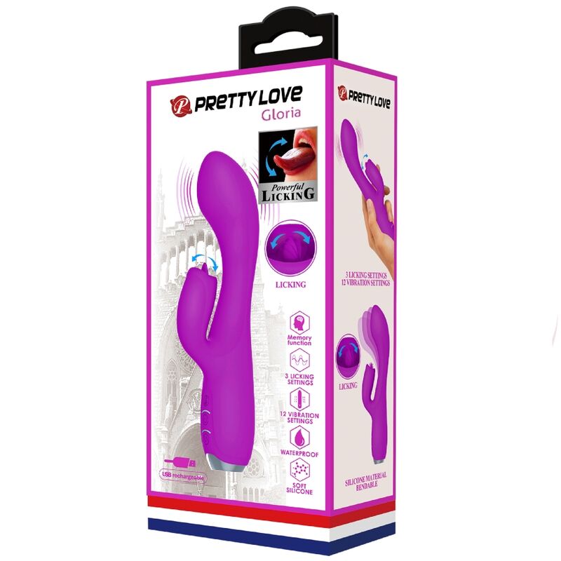 PRETTY LOVE - GLORIA paarse oplaadbare konijnenvibrator, waterdicht