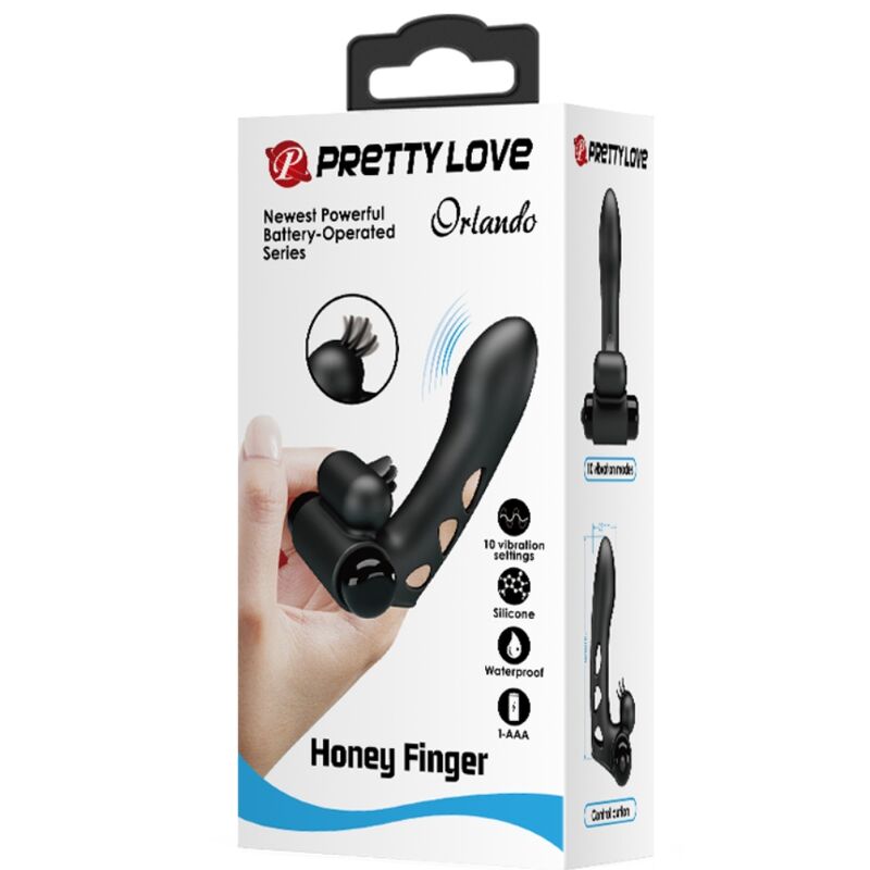 PRETTY LOVE - ORLANDO zwarte vibrator-vingerhoes