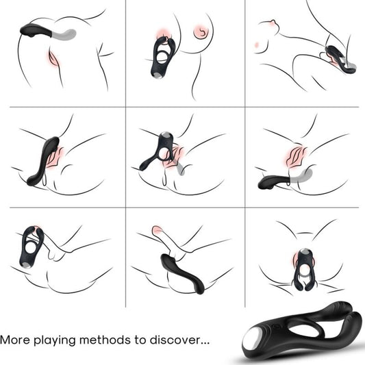 ARMONY - VEYRON DUBBELE VIBRATORRING VOOR PAARTJES MET AFSTANDSBEDIENING ZWART