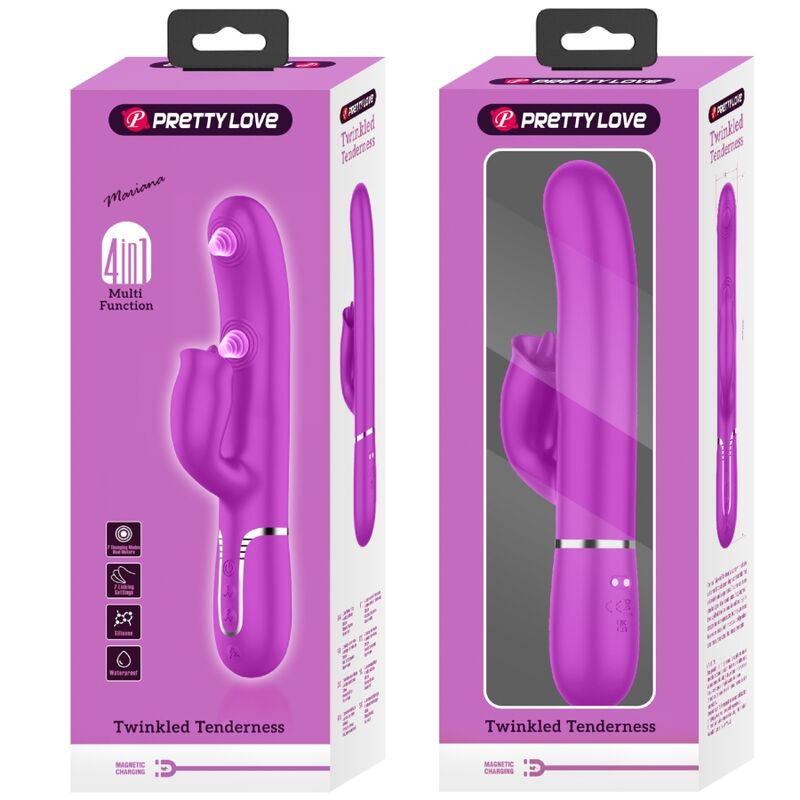 PRETTY LOVE - konijnenvibrator met likfunctie fuchsia