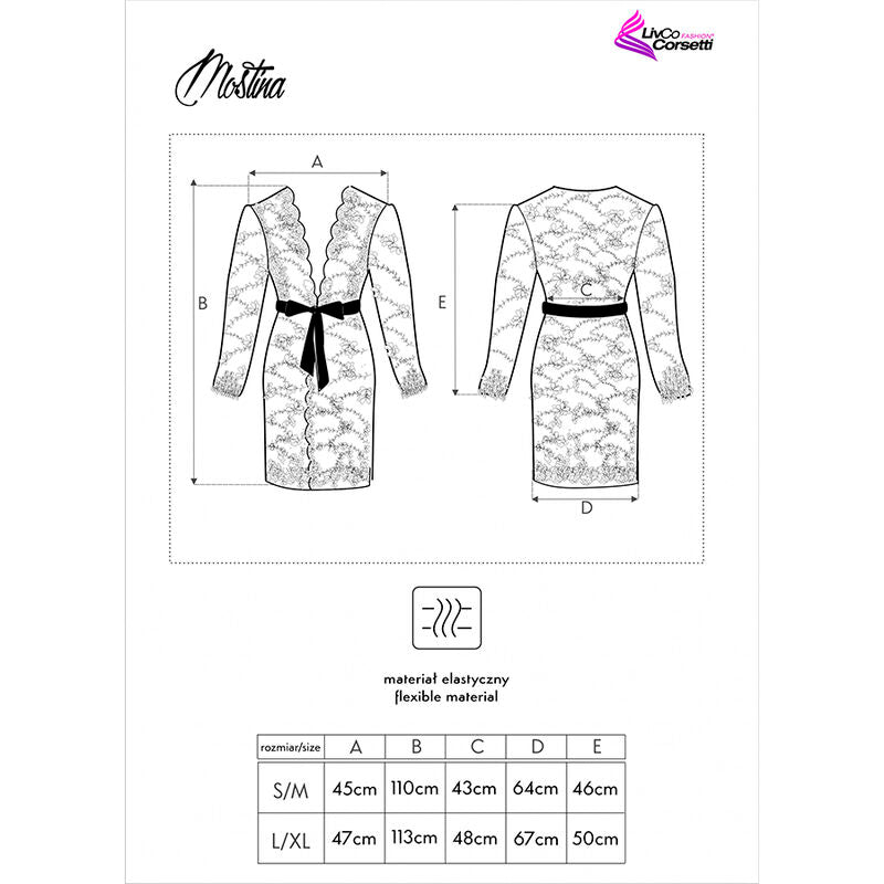 LIVCO CORSETTI FASHION - MOSTINA LC 90641 DRESSING GOWN, ZWART