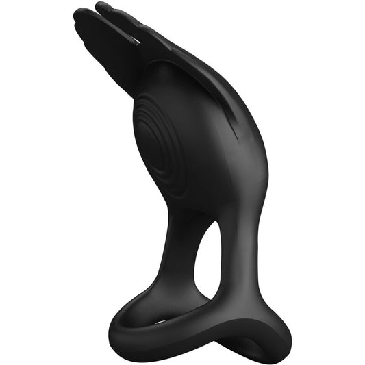 PRETTY LOVE - SILAS VIBRERENDE PENISRING 7 TRILLINGEN ZWARTE SILICONE