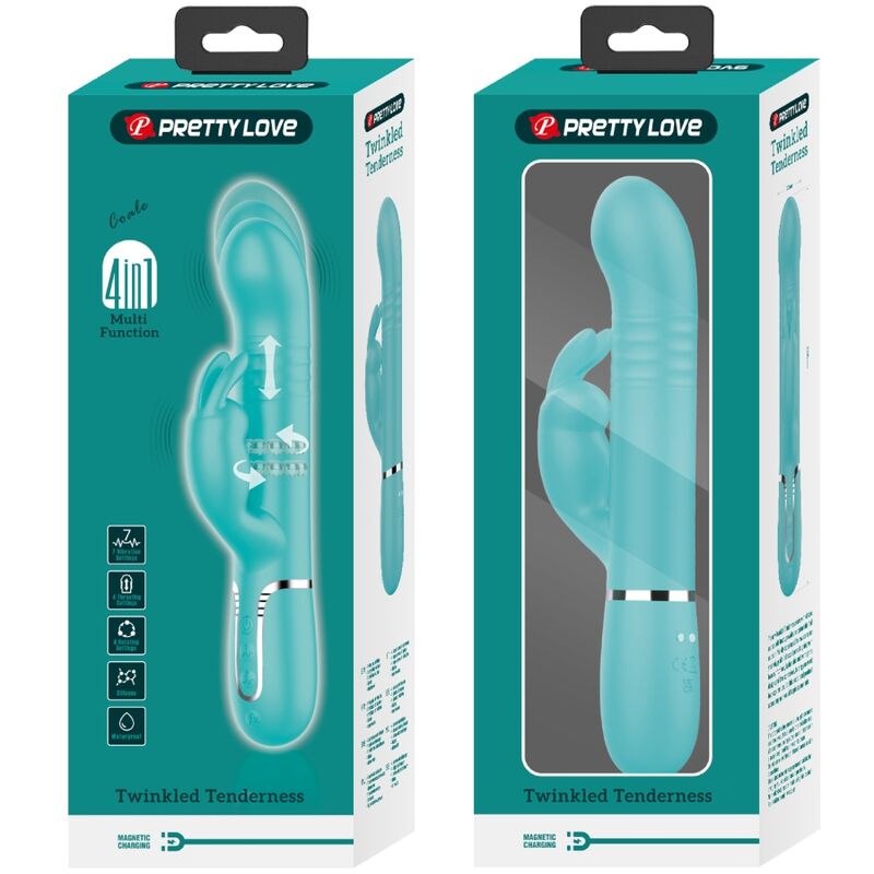 PRETTY LOVE - COALE KONIJNENVIBRATOR MET PARELS AQUAGROEN