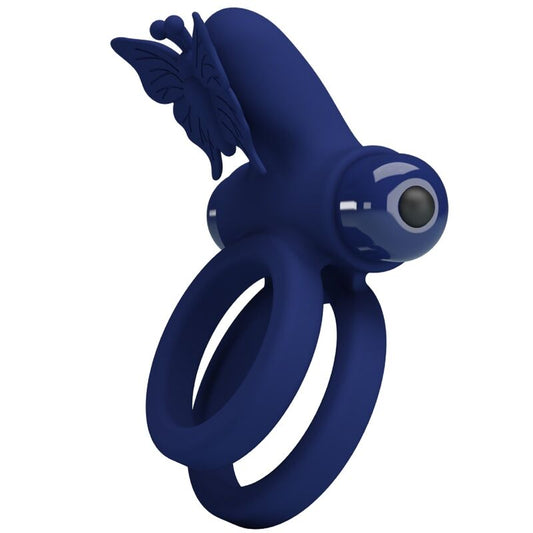 PRETTY LOVE - JAMELE DUBBELE RING MET TRILLING EN VLINDERSTIMULATOR BLAUW
