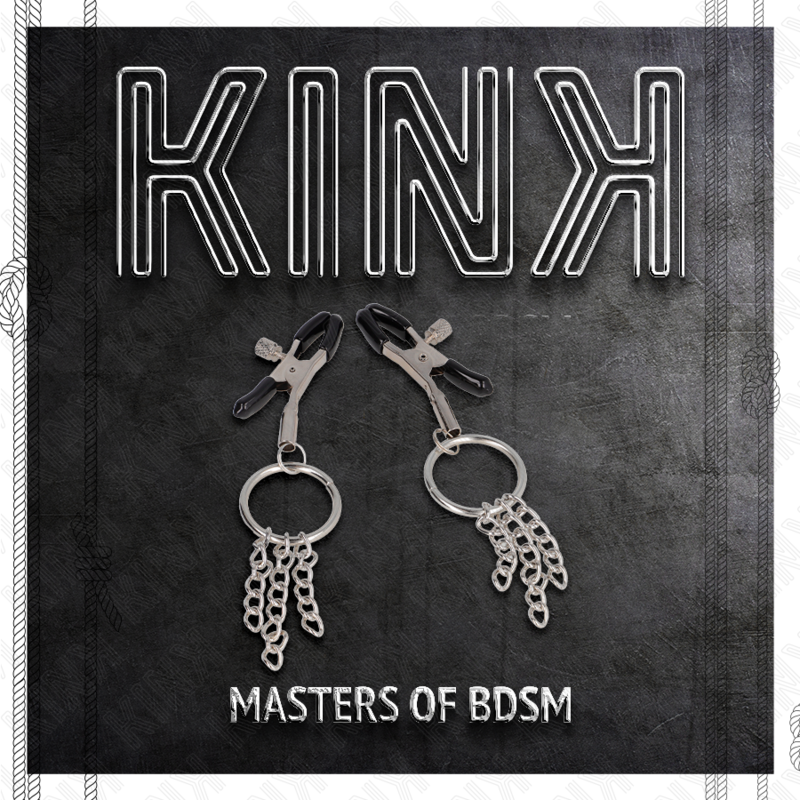 KINK - O-RING-TEPELKLEM MET KLEINE KETTING ZILVER 6 CM