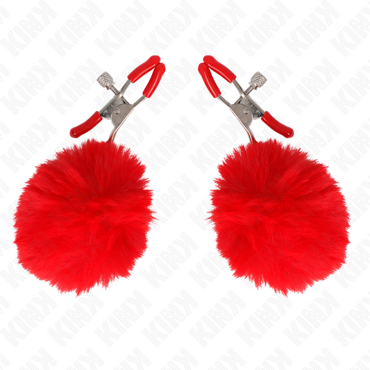 KINK - TEPELKLEM MET KUNSTBONTEN BAL ROOD 6 CM