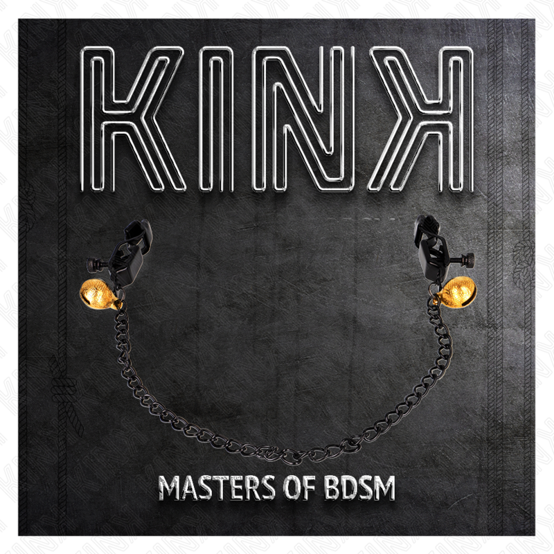 KINK - TEPELKLEMMEN MET PLATTE KETTING EN BEL ZILVER 30 CM