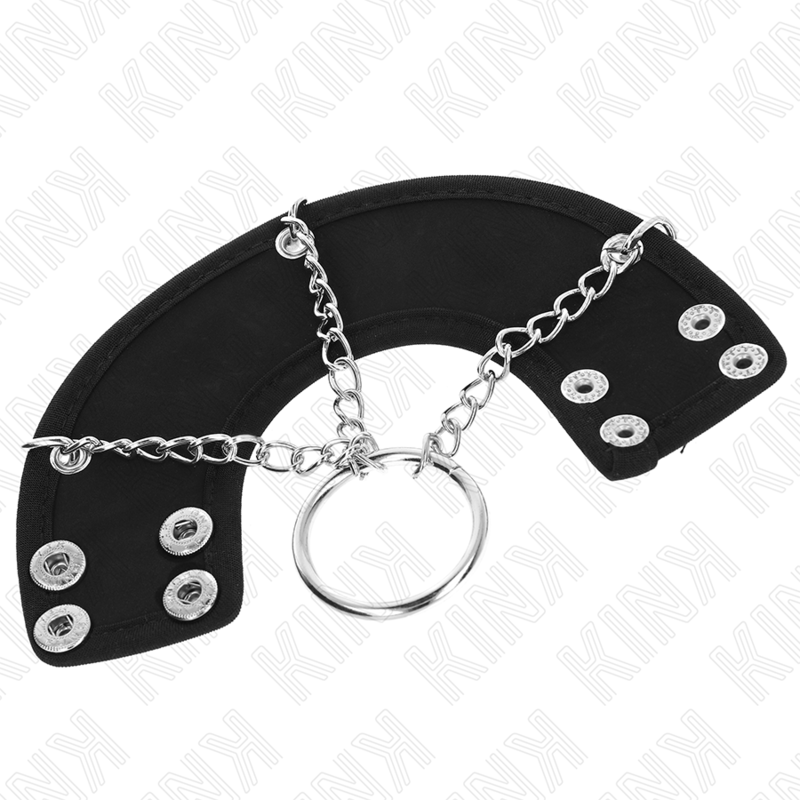 KINK - penisring 4 CM metalen ketting 7 CM met leren riem