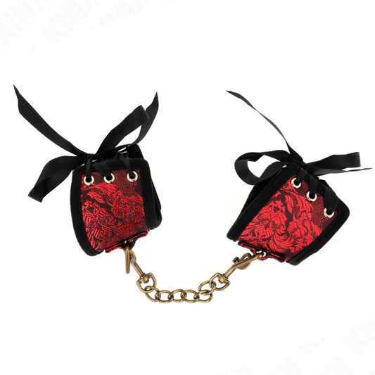 KINK - SCANDAL POLSBOEIEN ROOD-ZWART MET KANTEN DETAILS 24.5 CM X 6.5 CM