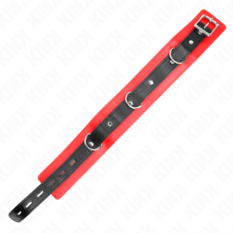 KINK - Halsband met riem 65 cm met rode band 54 x 4,5 cm