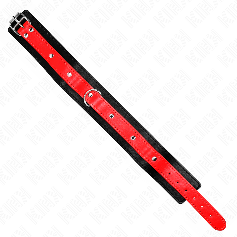 KINK - HALSKETTING MET RODE RIEM 65 CM, VERSTELBAAR 36-43 CM X 5 CM