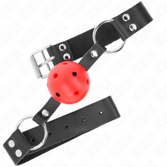 KINK - ADEMEND BALKOKER MET DUBBELE KLINKNAGELS ROOD, 4 CM, 62.5 x 2.5 CM, VERSTELBAAR 42-58 CM