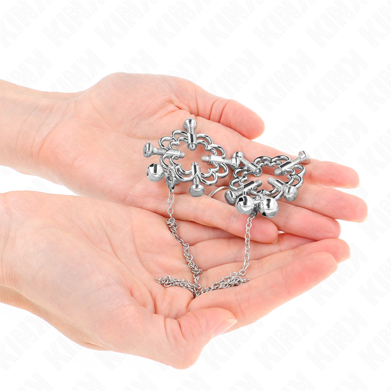 KINK - metalen bloem-tepelklemmen met ketting