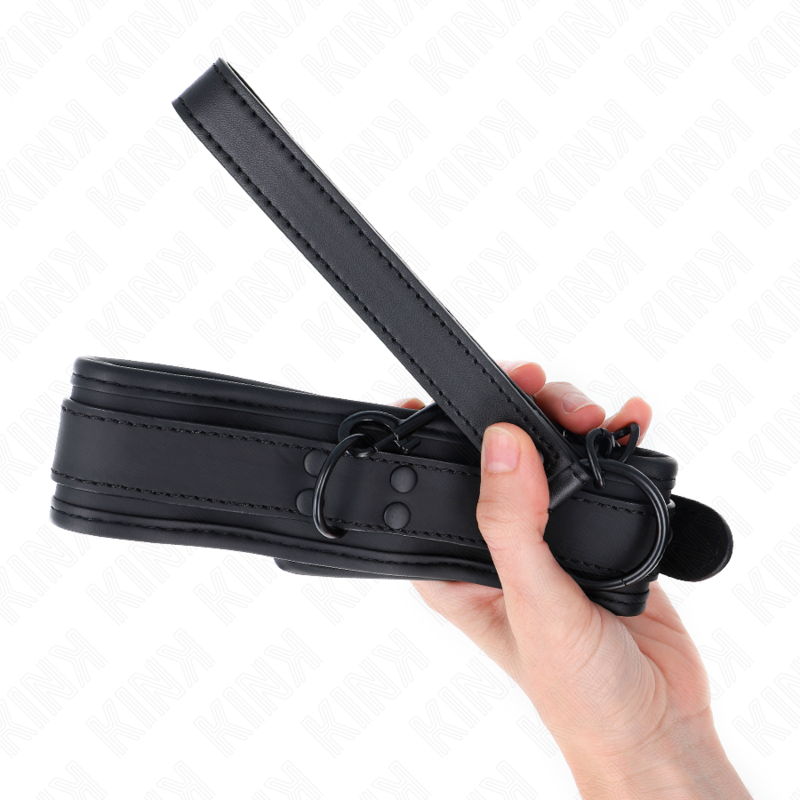 KINK - Neopreen bondagehalsband model 1 met riem 78 CM, verstelbaar, 37.5 X 49.5 CM