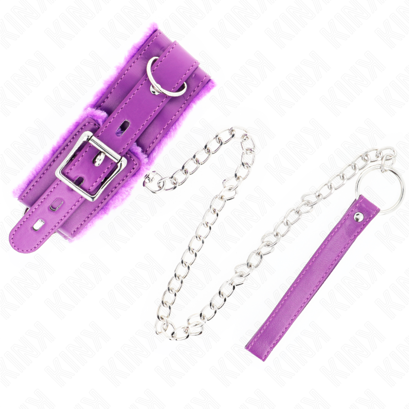 KINK - Halsband met riem 65 cm met beperkingen paars 36-42 cm x 5,5 cm