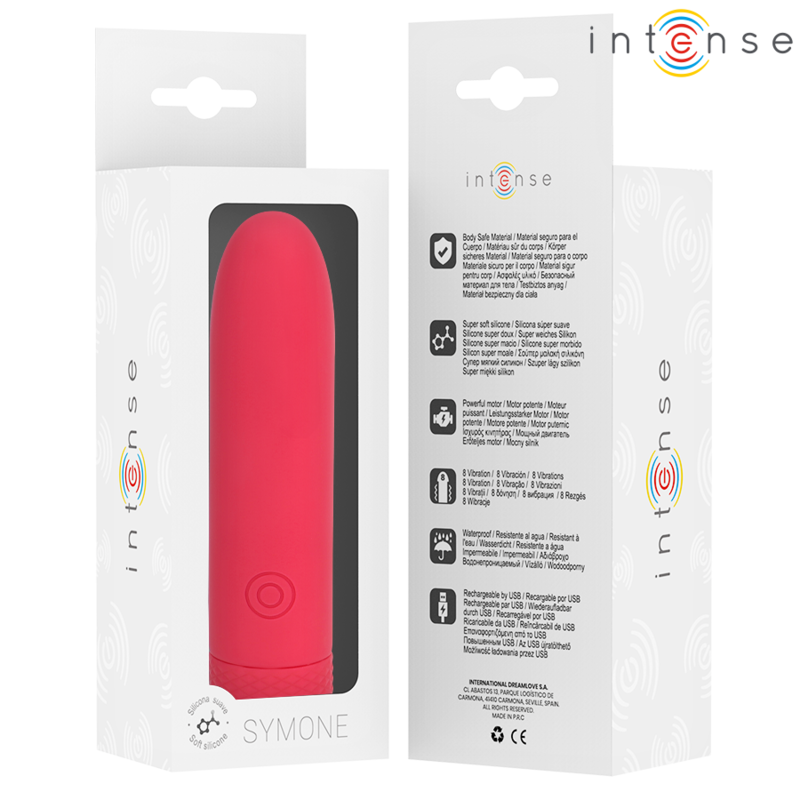 INTENSE - SYMONE USB-OPLAADBARE TRILLENDE KOGEL 8 TRILLINGEN ROOD 10 X 2.2 CM