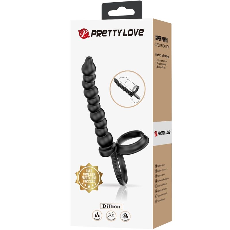 PRETTY LOVE - DILLION DUBBELE PENETRATIE COCKRING ZWART