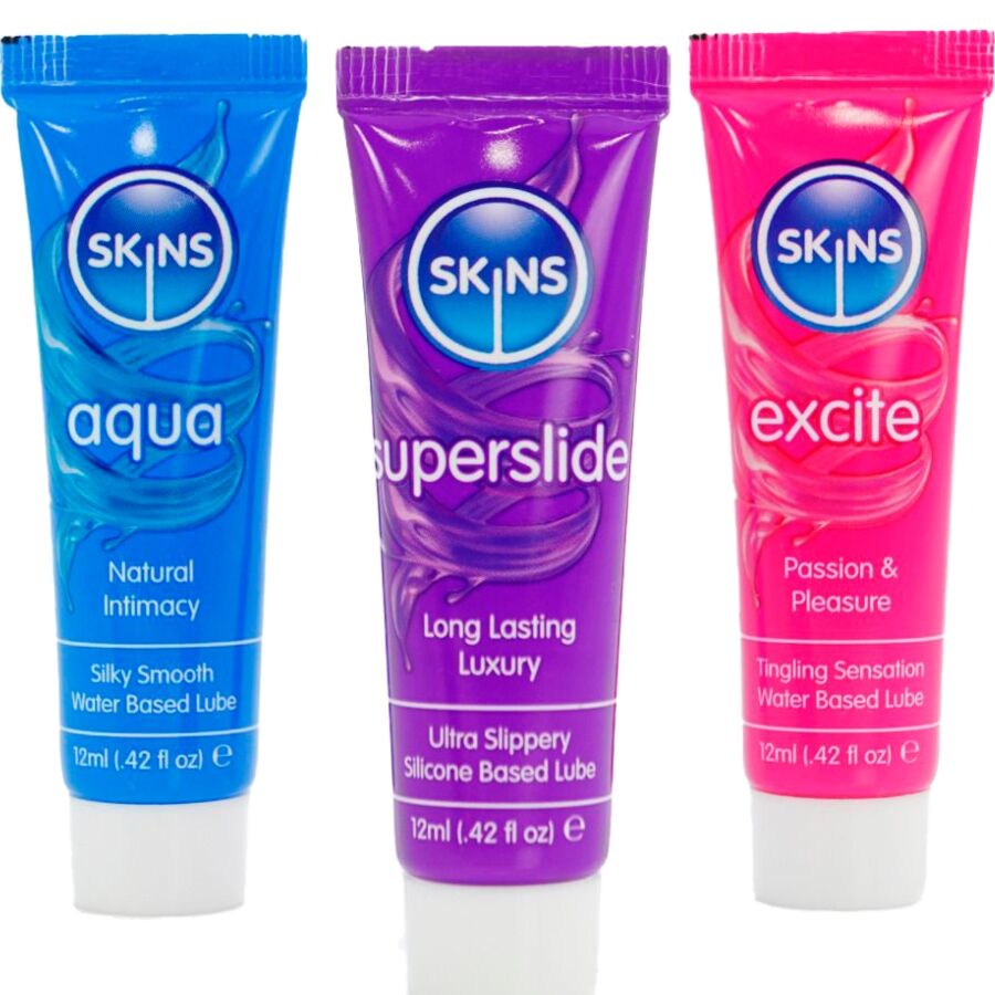 SKINS - VITAL LUBES KIT GLIJMIDDELEN AQUA, SUPERSLIDE & EXCITE 3 x 12 ML
