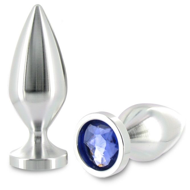 METAL HARD - ALUMINIUM ANALE PLUG, KRISTALKLEUR, MIDDELGROOT, 8.89CM
