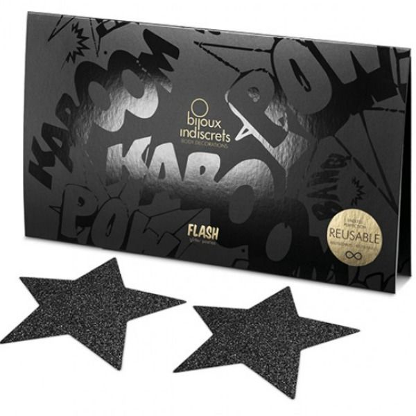 BIJOUX - INDISCRETS FLASH BLACK STAR-tepelkapjes