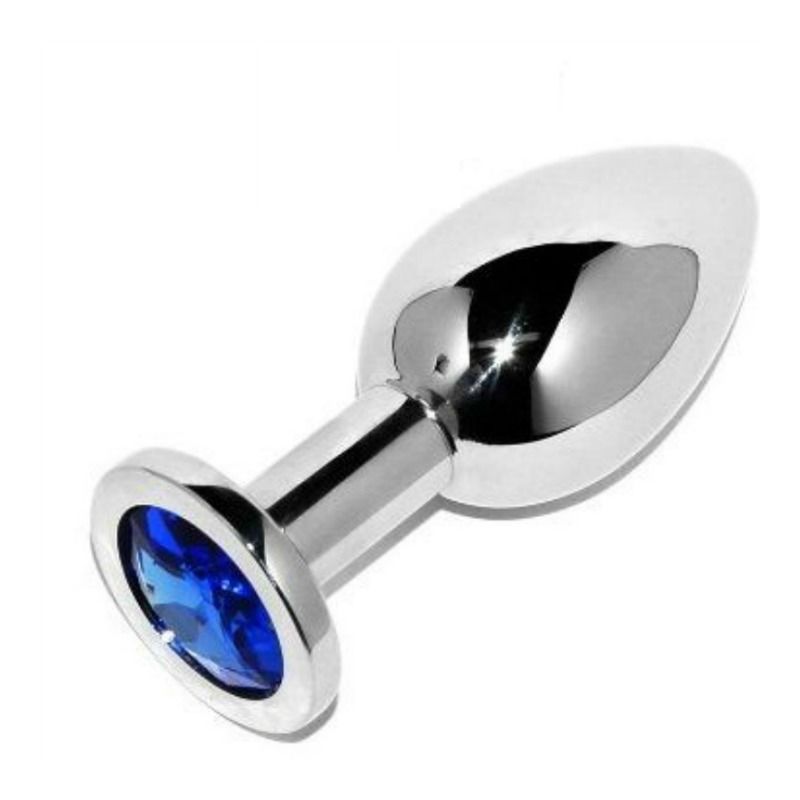 METAL HARD - ANALE PLUG DIAMANT BLAUW KLEIN 5.71CM