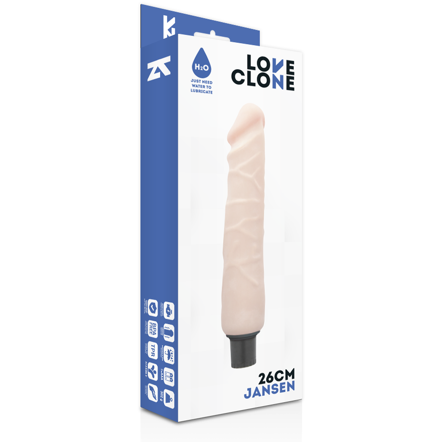LOVECLONE - JANSEN, ZELFSMERENDE VIBRATOR 26 CM -O- 4.2 CM