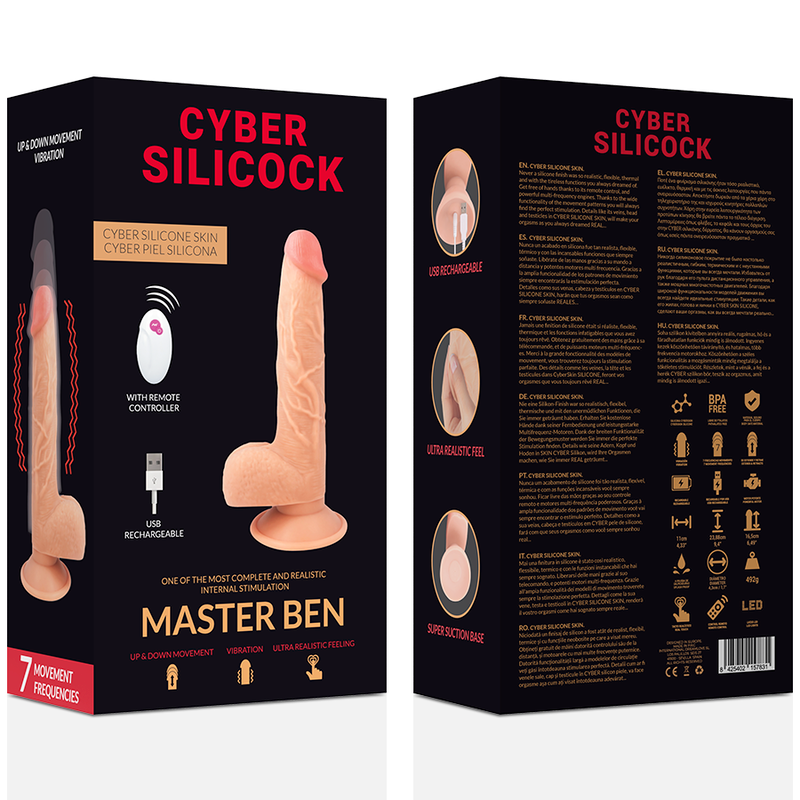 CYBER SILICOCK - REALISTISCHE AFSTANDSBEDIENBARE MASTER BEN 23.88 CM -O- 4.3 CM