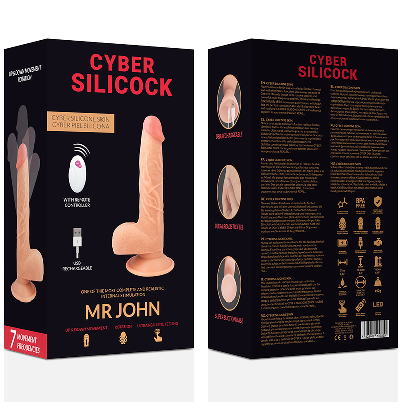 CYBER SILICOCK - REALISTISCHE AFSTANDSBEDIENBARE MR JOHN 23.88 CM -O- 4.3 CM