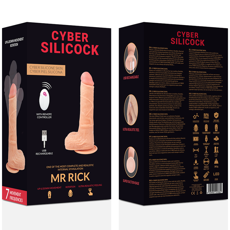 CYBER SILICOCK - REALISTISCHE AFSTANDSBEDIENBARE MR RICK 20.9 CM -O- 4 CM