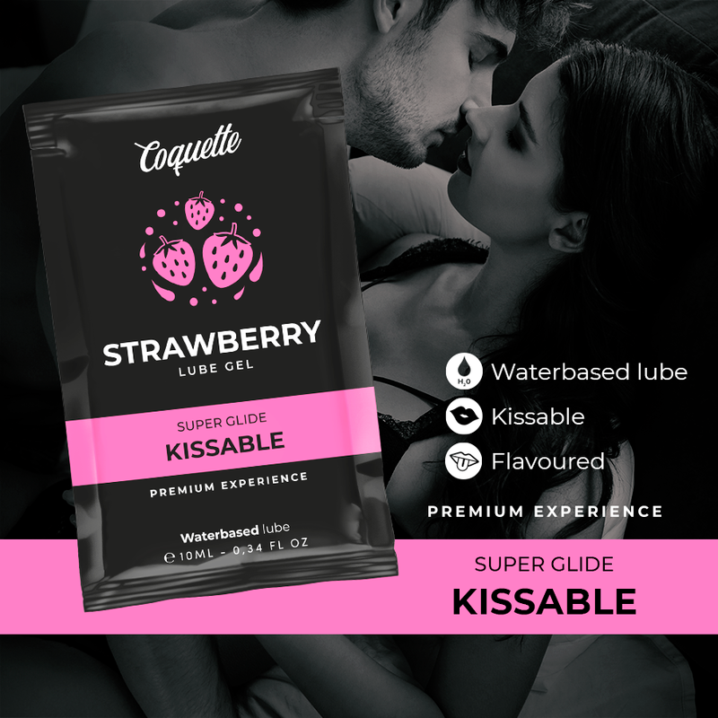 COQUETTE CHIC DESIRE - AARDBEIENGLIJMIDDEL OP WATERBASIS OM TE ZOENEN POCKET 10 ML