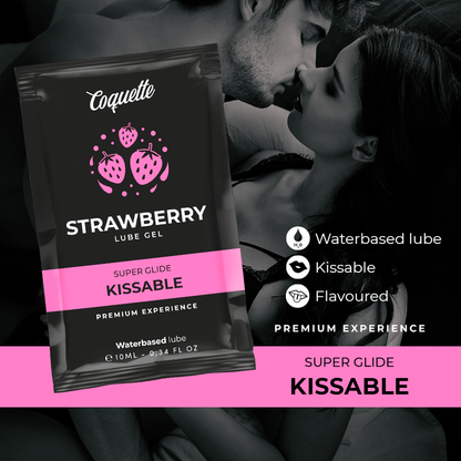 COQUETTE CHIC DESIRE - AARDBEIENGLIJMIDDEL OP WATERBASIS OM TE ZOENEN POCKET 10 ML