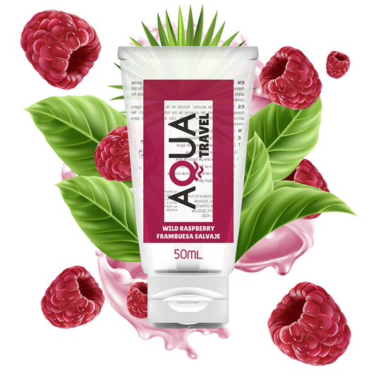 AQUA TRAVEL - GLIJMIDDEL OP WATERBASIS MET SMAAK VAN WILDE FRAMBOOS - 50 ML
