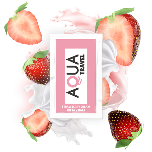 AQUA TRAVEL - GLIJMIDDEL OP WATERBASIS MET AARDBEIENROOMSMAAK 6 ML