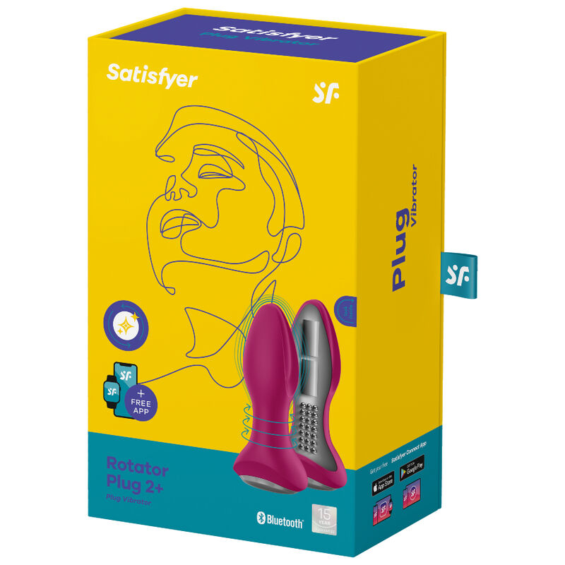 SATISFYER - ROTATOR PLUG 2+ VIBRERENDE PLUG MET APP ROOD