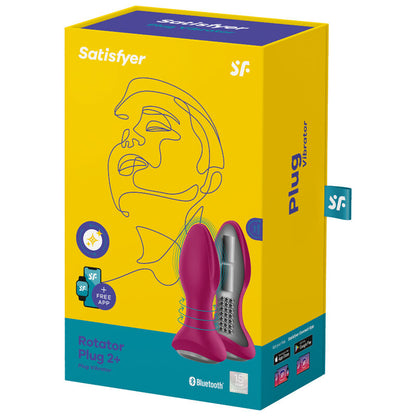 SATISFYER - ROTATOR PLUG 2+ VIBRERENDE PLUG MET APP ROOD