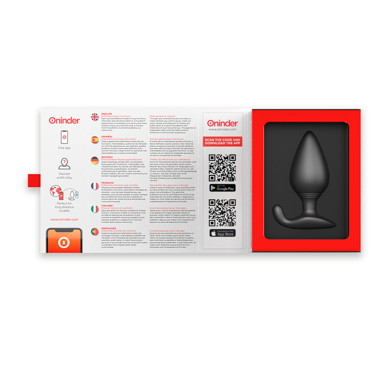 ONINDER - RIO VIBRERENDE ANALE PLUG ZWART - GRATIS APP
