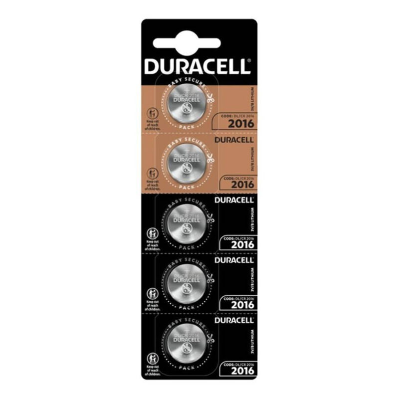 DURACELL - LITHIUMKNOOPCEL CR2016 3V 5 STUKS