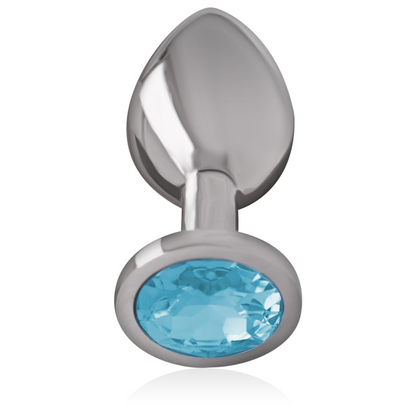 INTENSE - ANALE PLUG VAN ALUMINIUMMETAAL MET BLAUW KRISTAL MAAT S