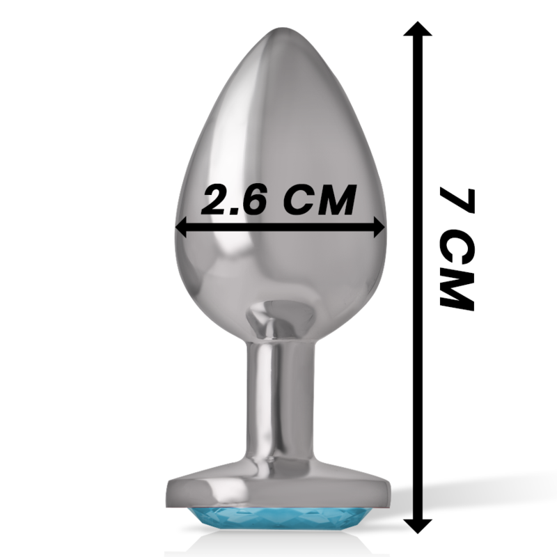 INTENSE - ANALE PLUG VAN ALUMINIUMMETAAL MET BLAUW KRISTAL MAAT S