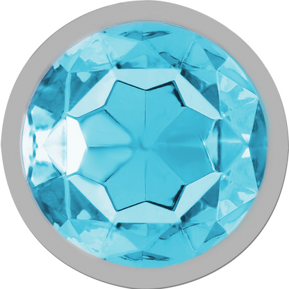 INTENSE - ANALE PLUG VAN ALUMINIUMMETAAL MET BLAUW KRISTAL MAAT S