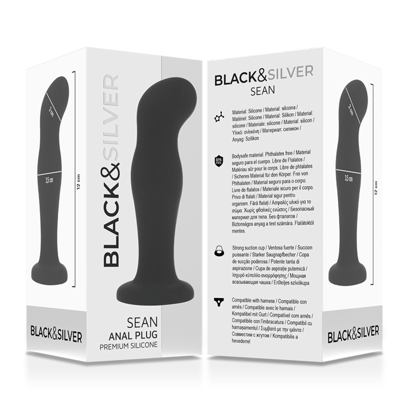 BLACK&SILVER - SEAN PREMIUM ANALE PLUG VAN SILICONEN ZWART