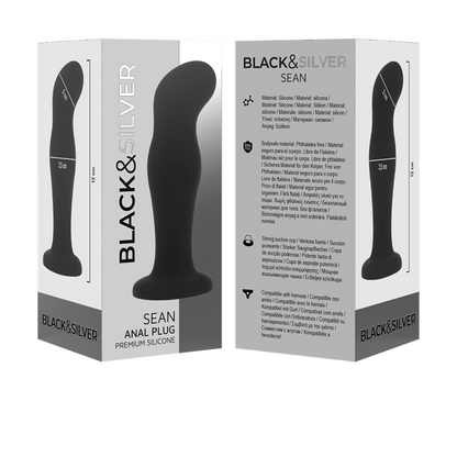 BLACK&SILVER - SEAN PREMIUM ANALE PLUG VAN SILICONEN ZWART